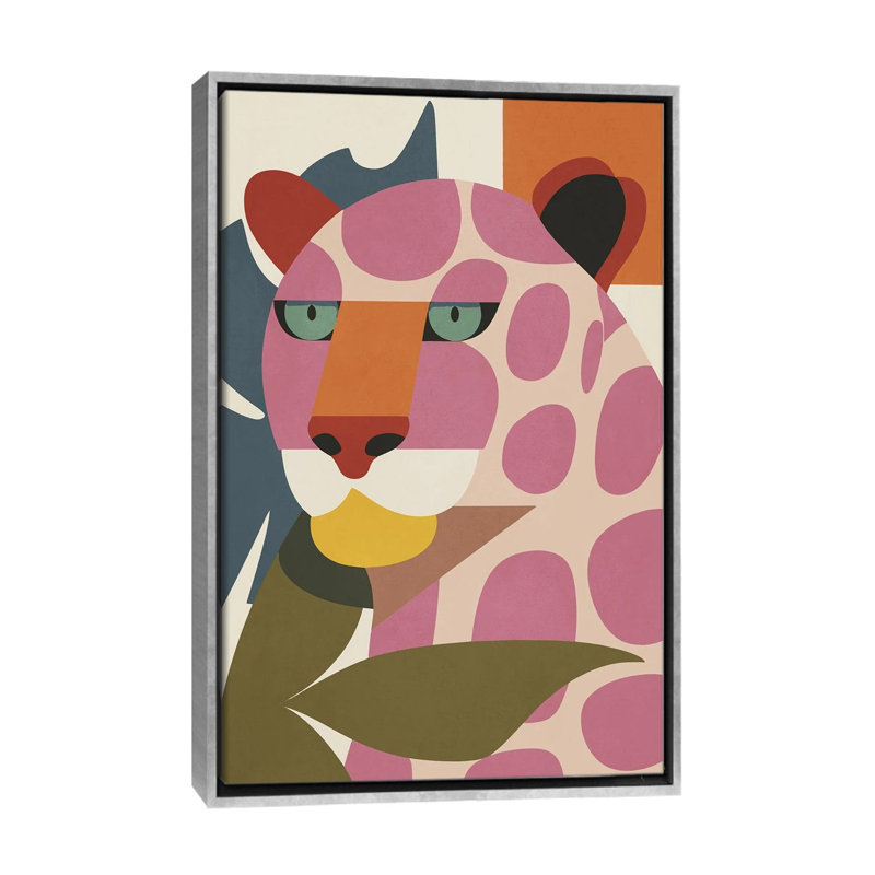 «Abstract Cheetah Portrait II», reproduction d'art sur toile encadrée, 60 po x 40 po, Toile avec cadre, Argent