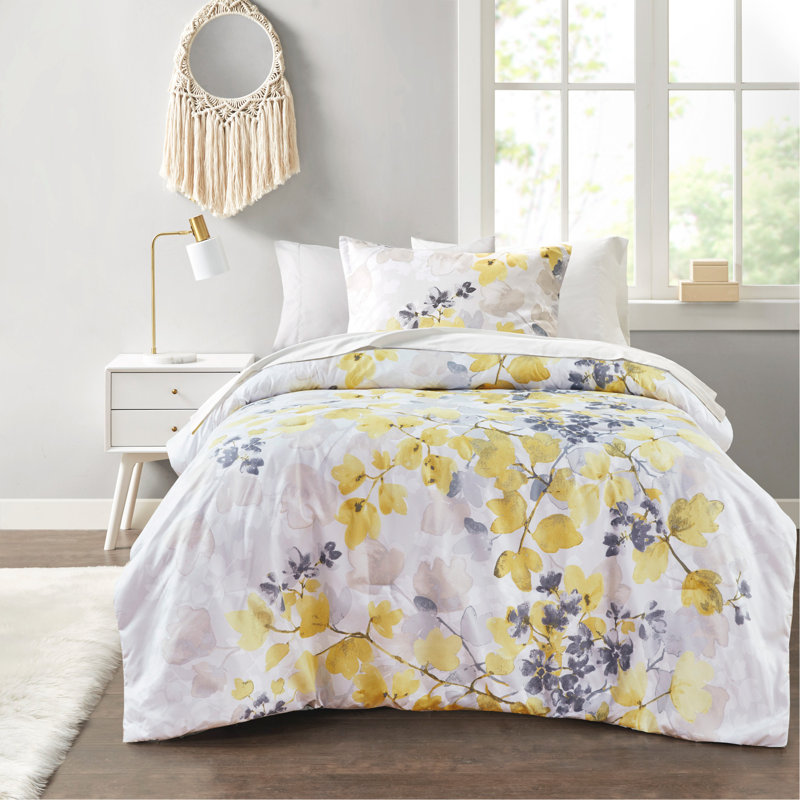 Ensemble d'édredon avec draps jaune simple TG