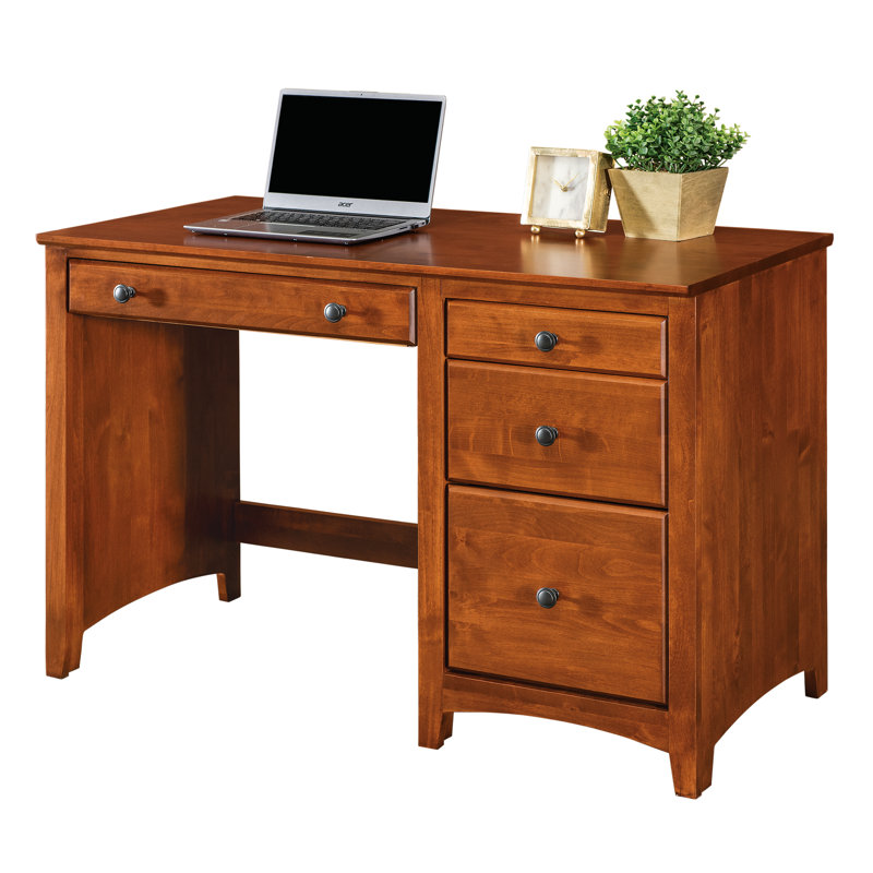 Malani 4 Drawer Solid Wood Desk in Warm Cherry