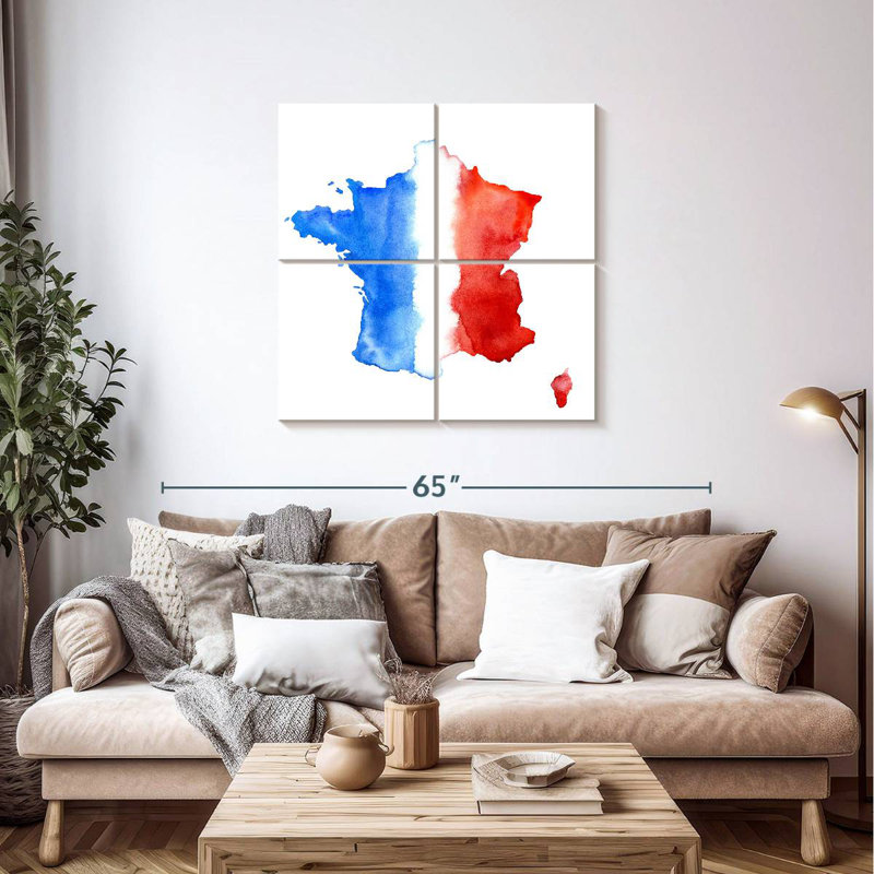 Carte du drapeau de la France, H 38 po x l 38 po