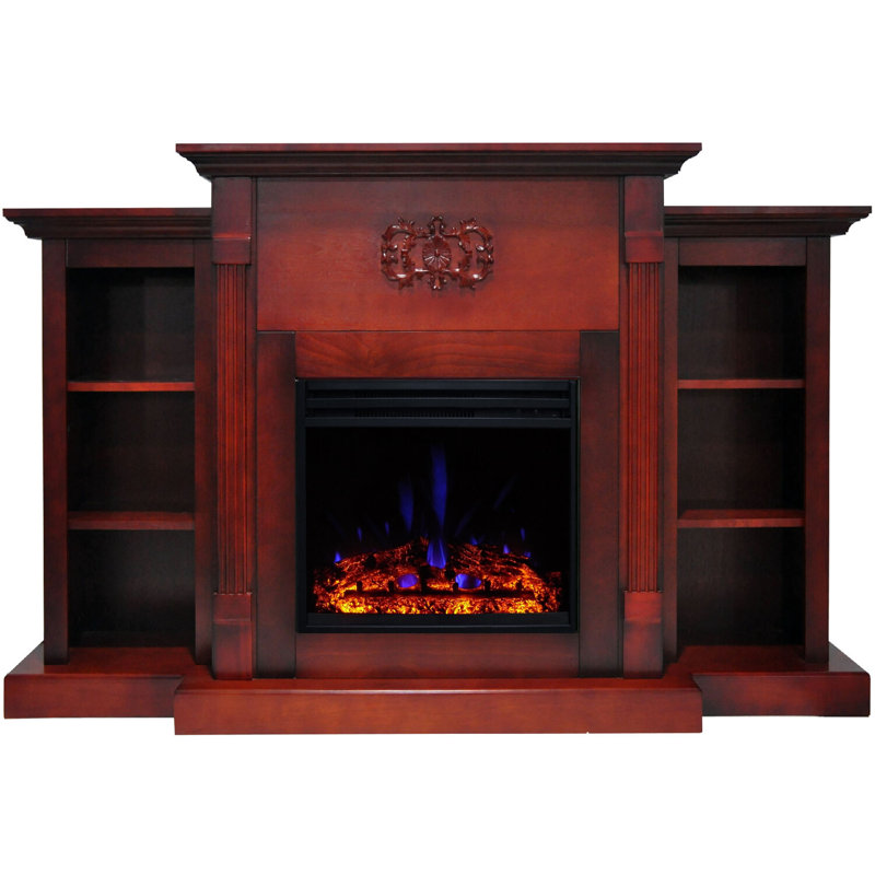 Cambridge Sanoma Freestanding Electric Fireplace Heater with Traditional Mantel, Timer, Remote Control, Cherry