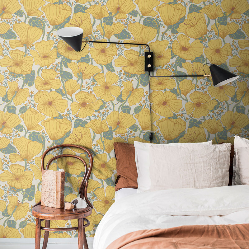 Cahterine 10.05m x 53cm Wallpaper Roll, Yellow
