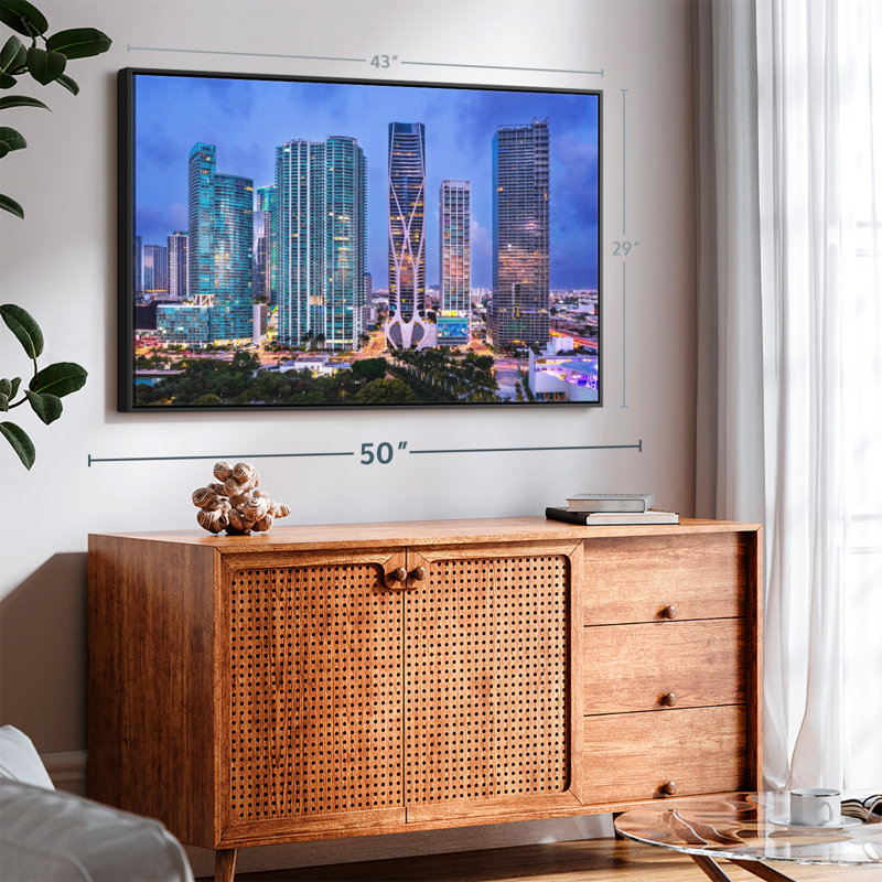 «Miami Downtown Skyline Aérien, art mural», H 29 po x l 43 po