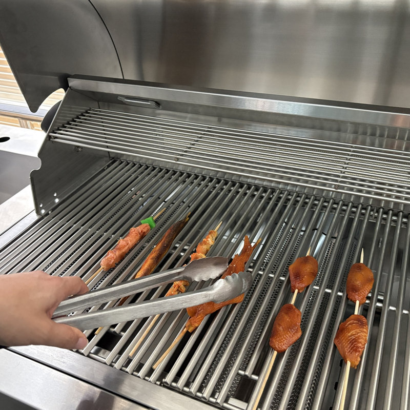 Ensemble d'outils de barbecue en acier inoxydable avec spatule, fourchette, brosse et pinces
