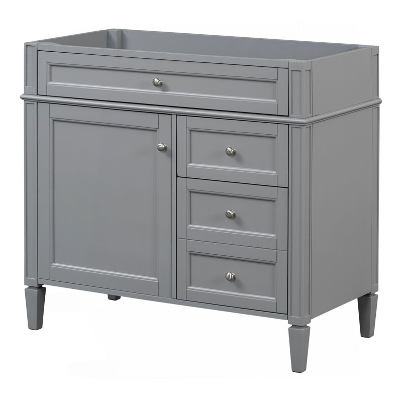 Meuble-lavabo de 36 po sans lavabo supérieur, armoire de rangement moderne avec 2 tiroirs et un tiroir basculant, structure en bois massif