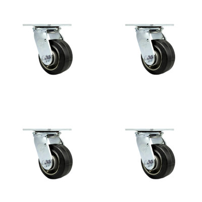 Rubber on Aluminum Caster with Ball Bearing and Swivel Lock