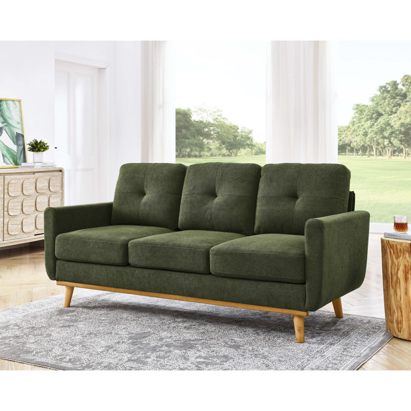 Canapé rembourré de 74 po de largeur, Vert