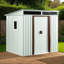 6ft x 5ft White Outdoor Metal Storage Shed with Window, Sliding Doors – Includes Tool Kit, UV-Resistant & Easy Assembly