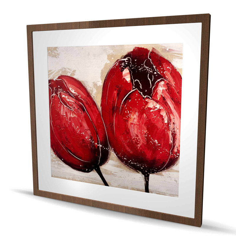Two Red Tulips - Framed Matted Print for Home Decor
