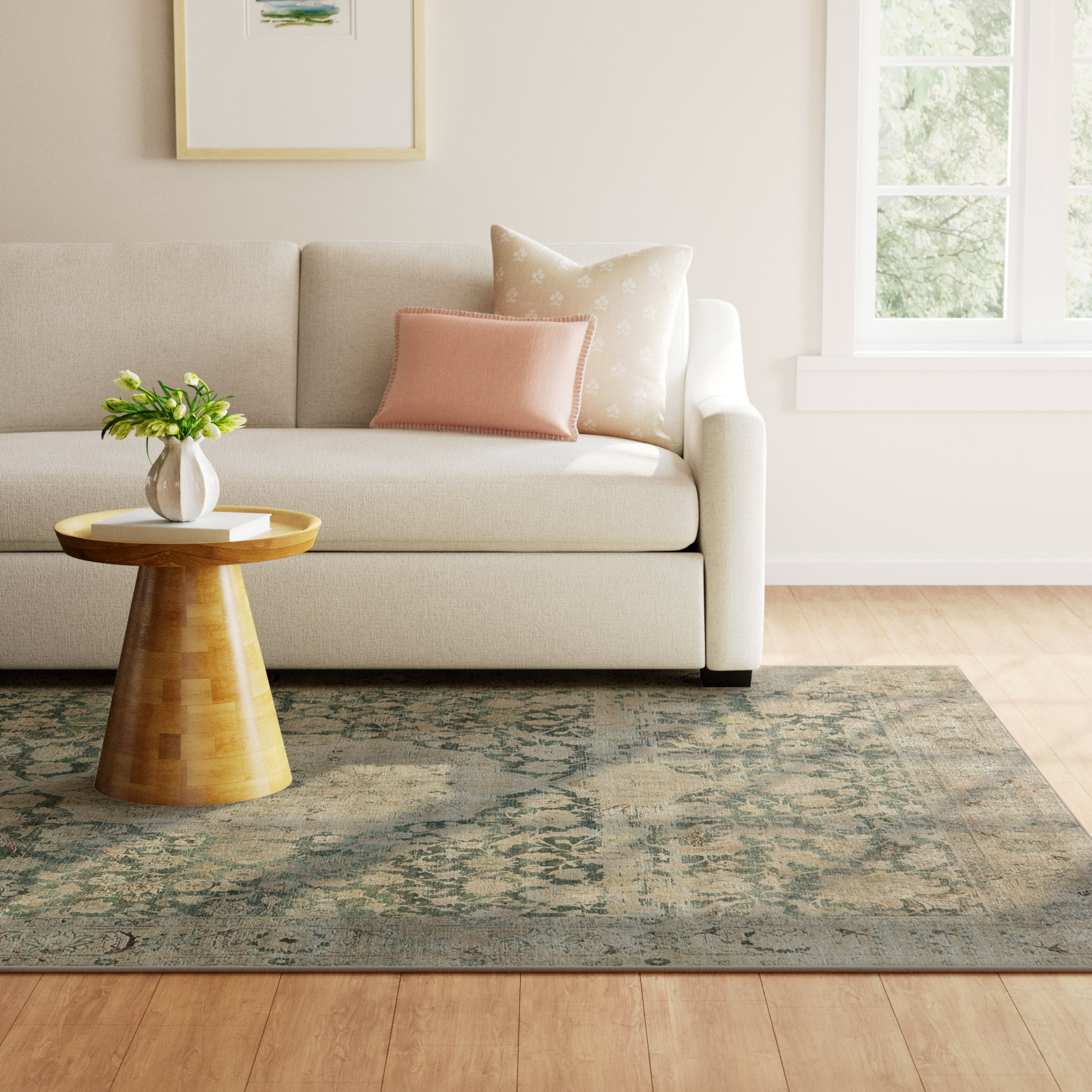 Magnolia Home By Joanna Gaines X Loloi Sinclair Machine Washable Jade / Sand Area Rug, Rectangle 7'6" x 9'6"