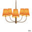 Lustre 5 lumières à abat-jour cylindrique orange en lin orange ajustable 85 pouces