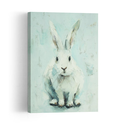 The Velvet Ears Whimsical Contemporary Rabbit Forest Wall Art Print 1 Piece Wrapped Canvas Wall Art