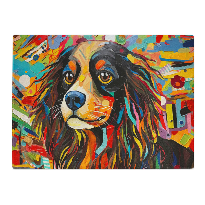 Cavalier King Charles Spaniel Abstract  Glass Chopping Board