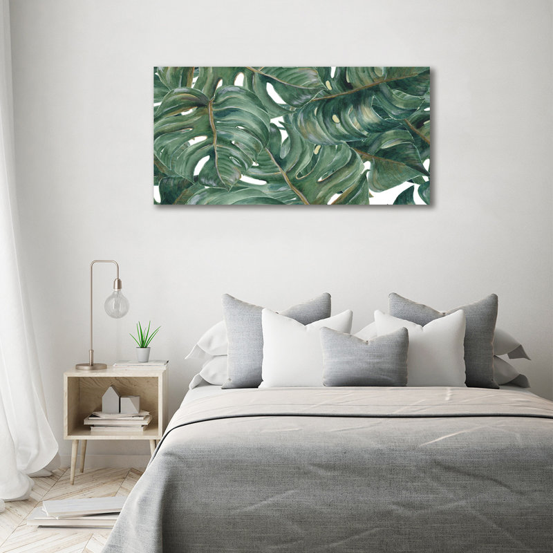 Monstera - No Frame Print on Glass, Canvas, 70cm H x 140cm W x 2cm D