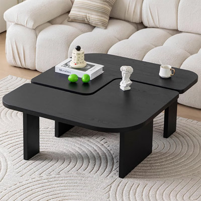 Wood Coffee Table, Mid Century Modern Living Room Table, Free Adjustable Shape, No Assembly Needed Pieces