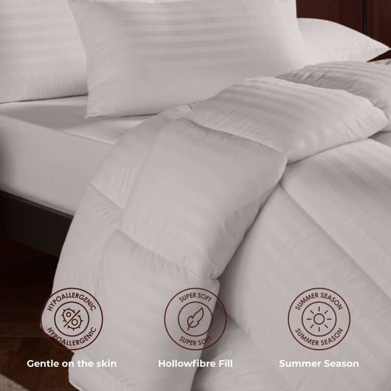 MHG Living Striped Duvet & Pillow Set - 3 Tog Summer Duvet Perfect for Hot Summer Nights - Available in All UK Sizes