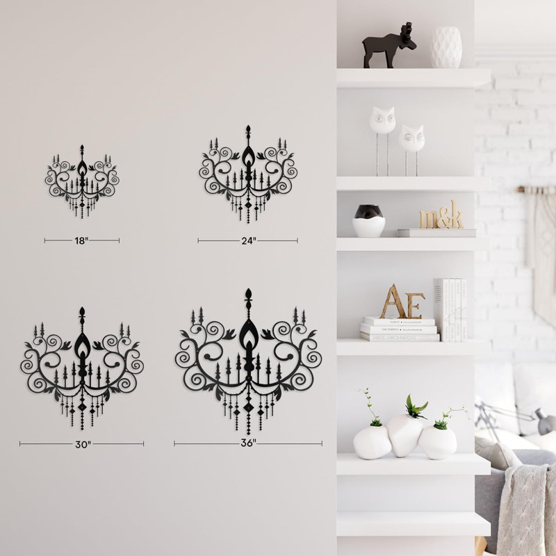 Décoration murale en métal, H 18 po x l 18 po x P 0,05 po, Noir