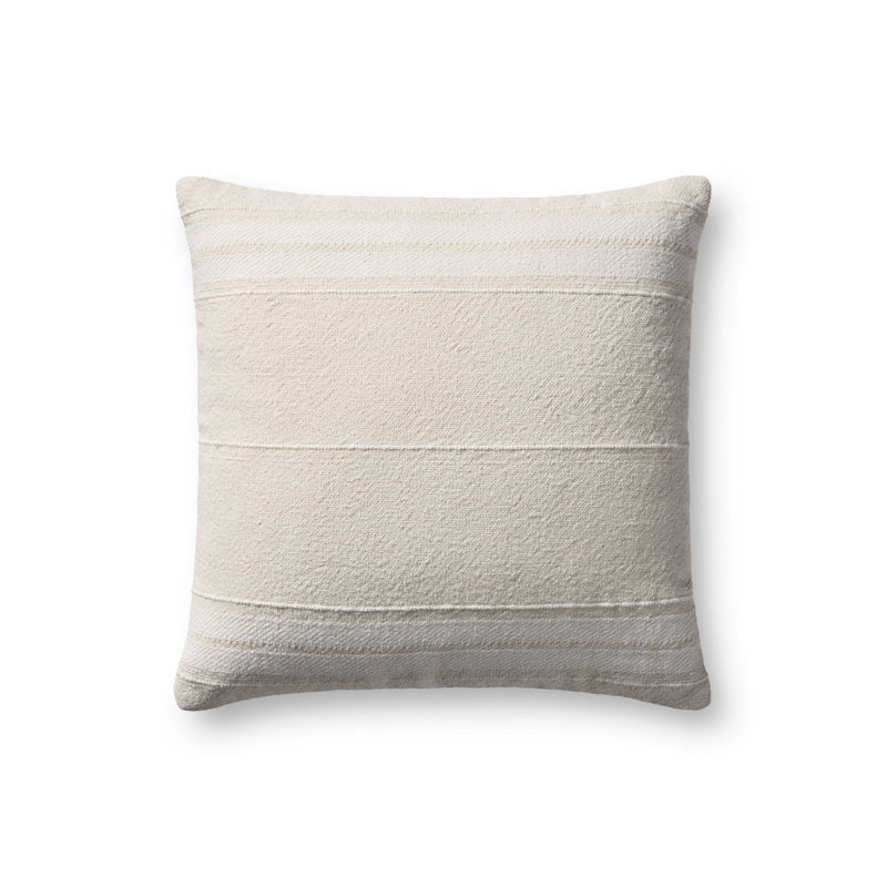 Coussin décoratif Magnolia Home par Joanna Gaines x Loloi Selena, Ivoire ivoire, Carré 18 po, Polyester