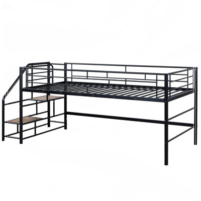 Mid Loft Bed With Storage Stairs by Ebern Designs