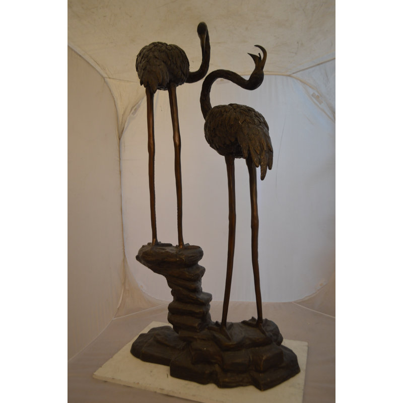 Bronze Pair of Flamingos Fountain