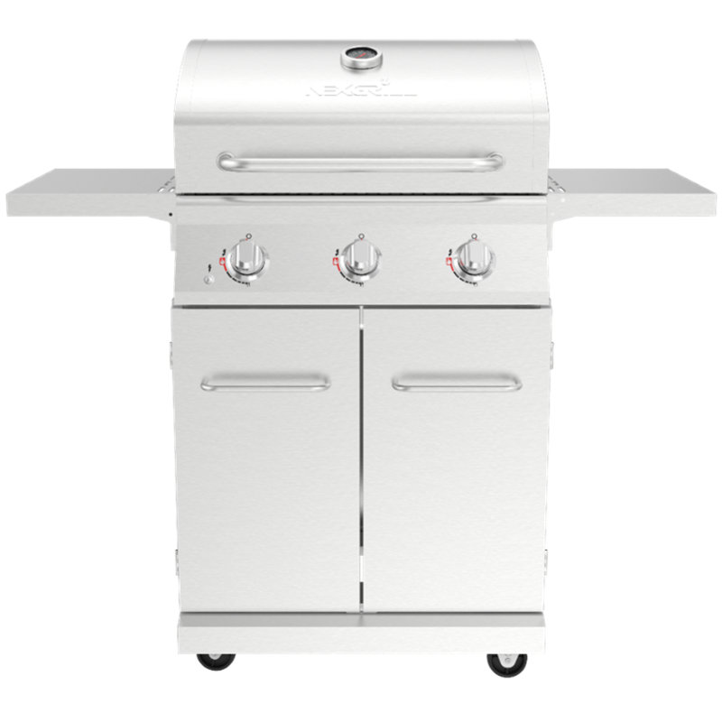 Nexgrill Stainless Steel 3-Burner Propane Gas Grill with Foldable Side Shelves