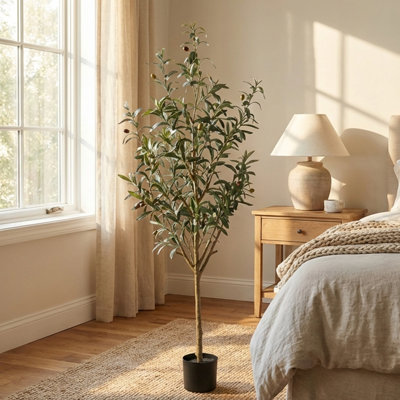 Arbres artificiels de différentes tailles, faux arbre dans un pot noir, plante artificielle réaliste pour la décoration intérieure et extérieure