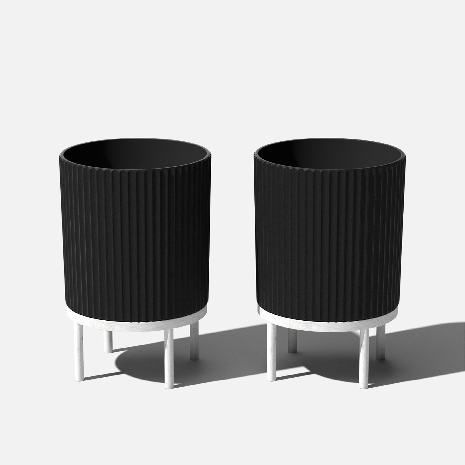Demi Series Planter with Stand, 2, 22" H x 14.75" W x 14.75" D, Black/White