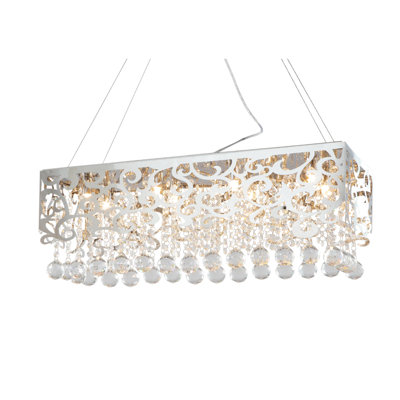 Luminaire suspendu rectangulaire en cristal 8 lumières Modern