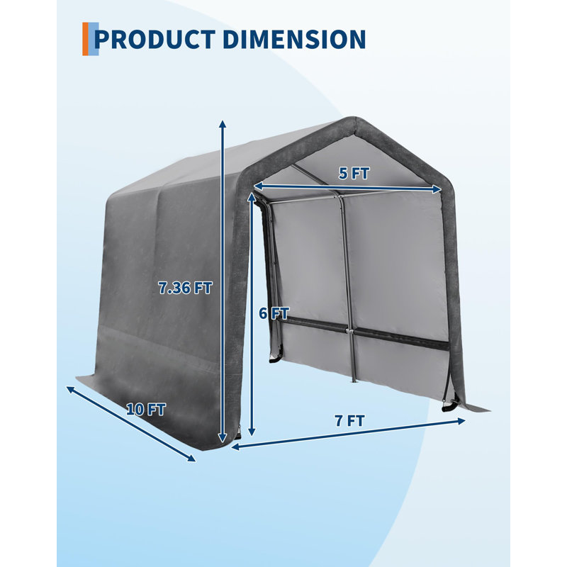 Remise de rangement extérieure portable (gris, 7 pi x 10 pi)