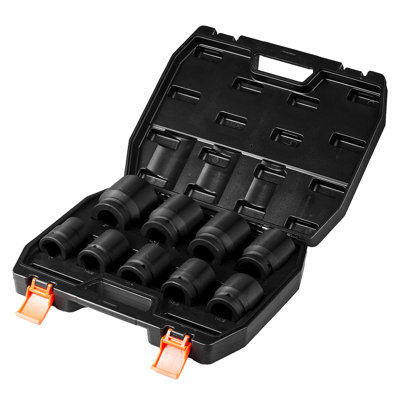 1" Drive 6 Nut Impact Socket , 9Pcs For Tightening Jobs, Impact-, Storage Case Easy Transport Drive, Secure Grip On Nuts And Bolts, Finish, Portable Airtight