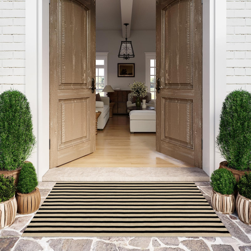 Tapis d'extérieur noir lavable pour l'extérieur