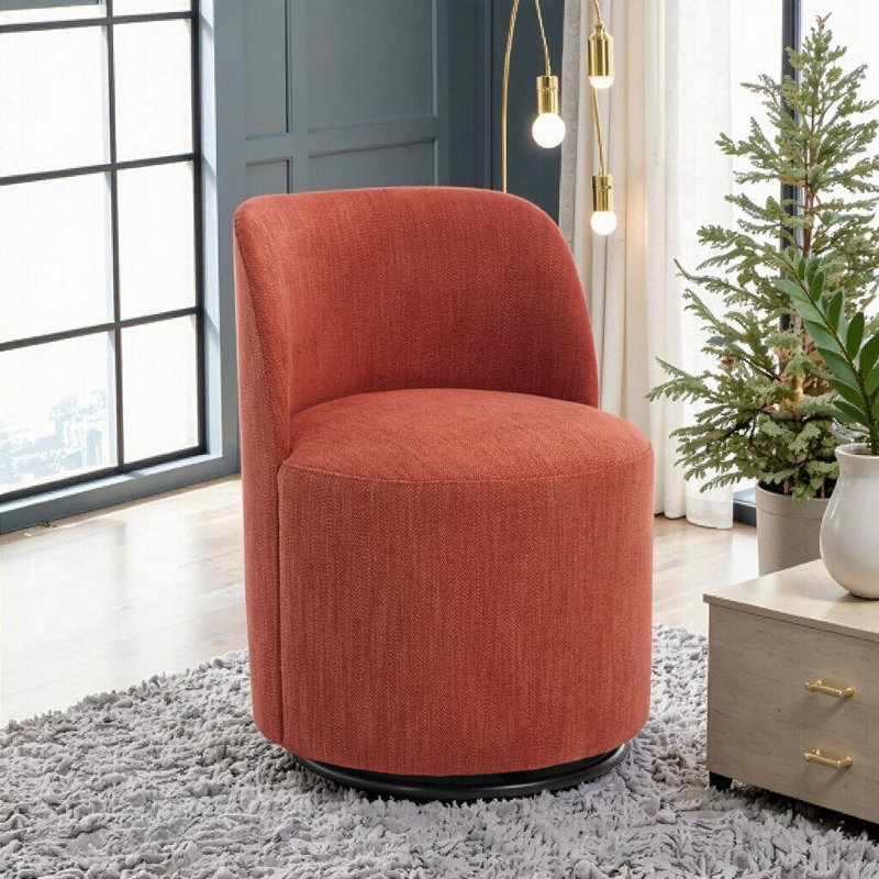 Fauteuil demi-tonneau 1 pièce avec pivotement sur 360 ° pour la cuisine et la salle à manger, Orange