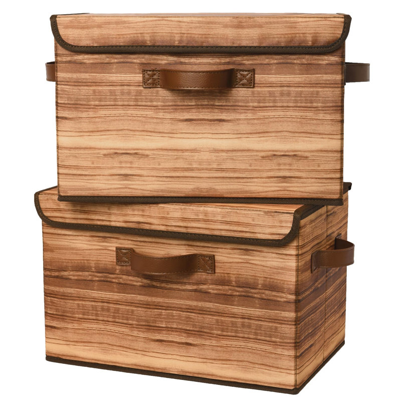 Large Storage Bins with Lids Set of 2, Brown