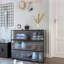 Armoire de rangement pour chaussures avec porte en verre