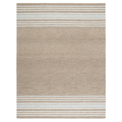Master Hand Tufted Wool And Cotton With Latex Striped Rug