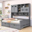 Lit de jour en bois 2 tiroirs avec tablettes-464308822-464308823