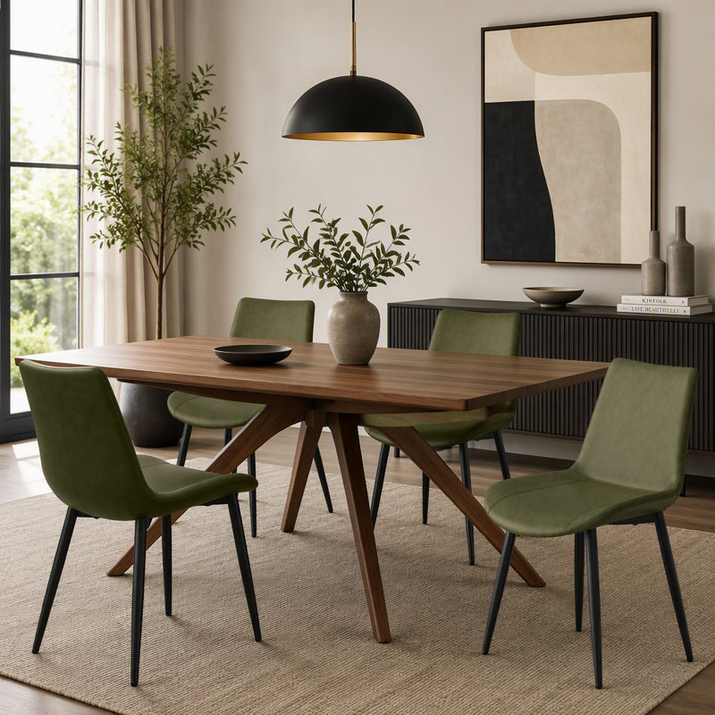 Ensemble moderne de 4 pièces en cuir PU moderne, structure en métal, résistant aux taches, stable et confortable pour divers décors