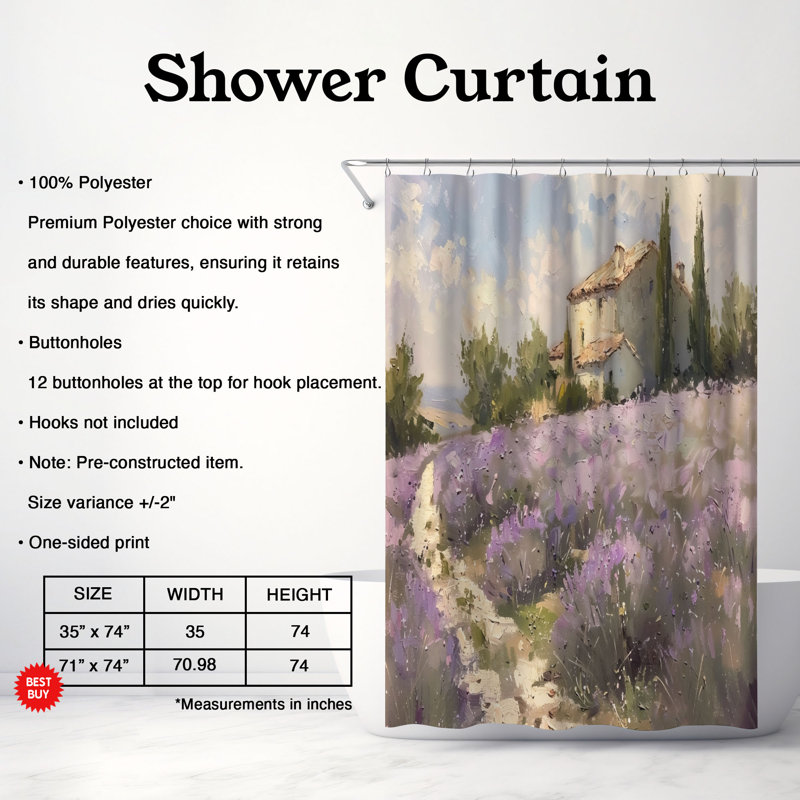 Rideau de douche Frotten, H 74 po x l 71 po