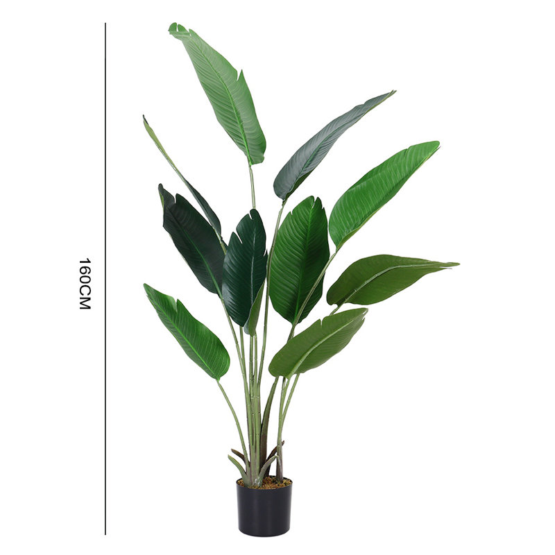 Tall Artificial Banana Leaf Tree Faux Large Plants in Pot, 160cm H x 30cm W x 30cm D