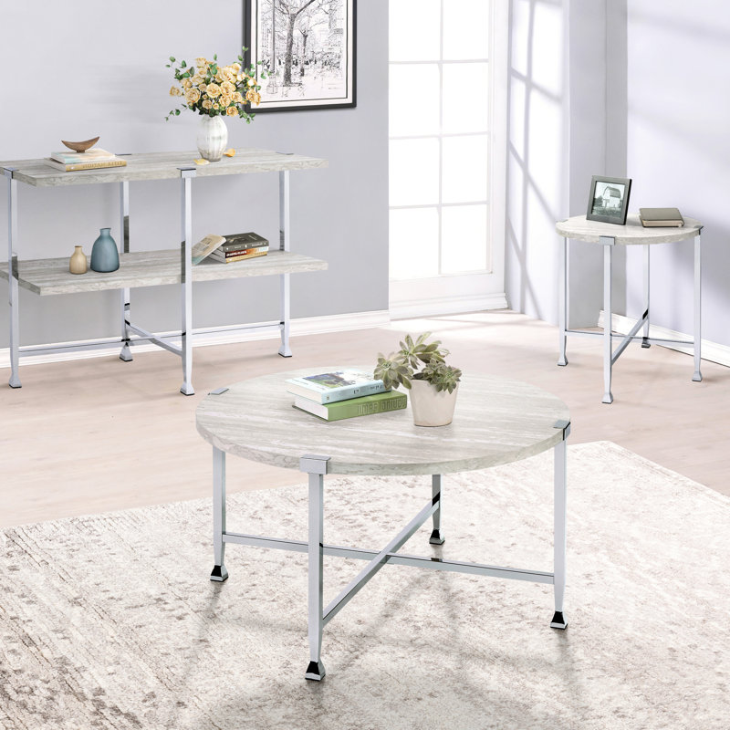 Chêne blanc et table avec tablette, rehaussant la fonctionnalité de votre espace de vie, idéal pour garder vos essentiels à portée de main