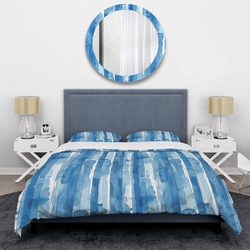 Ensemble de housse de couette transitionnelle Sky Blue Stripe Glam II, Housse de couette très grand et 2 très grandes t
