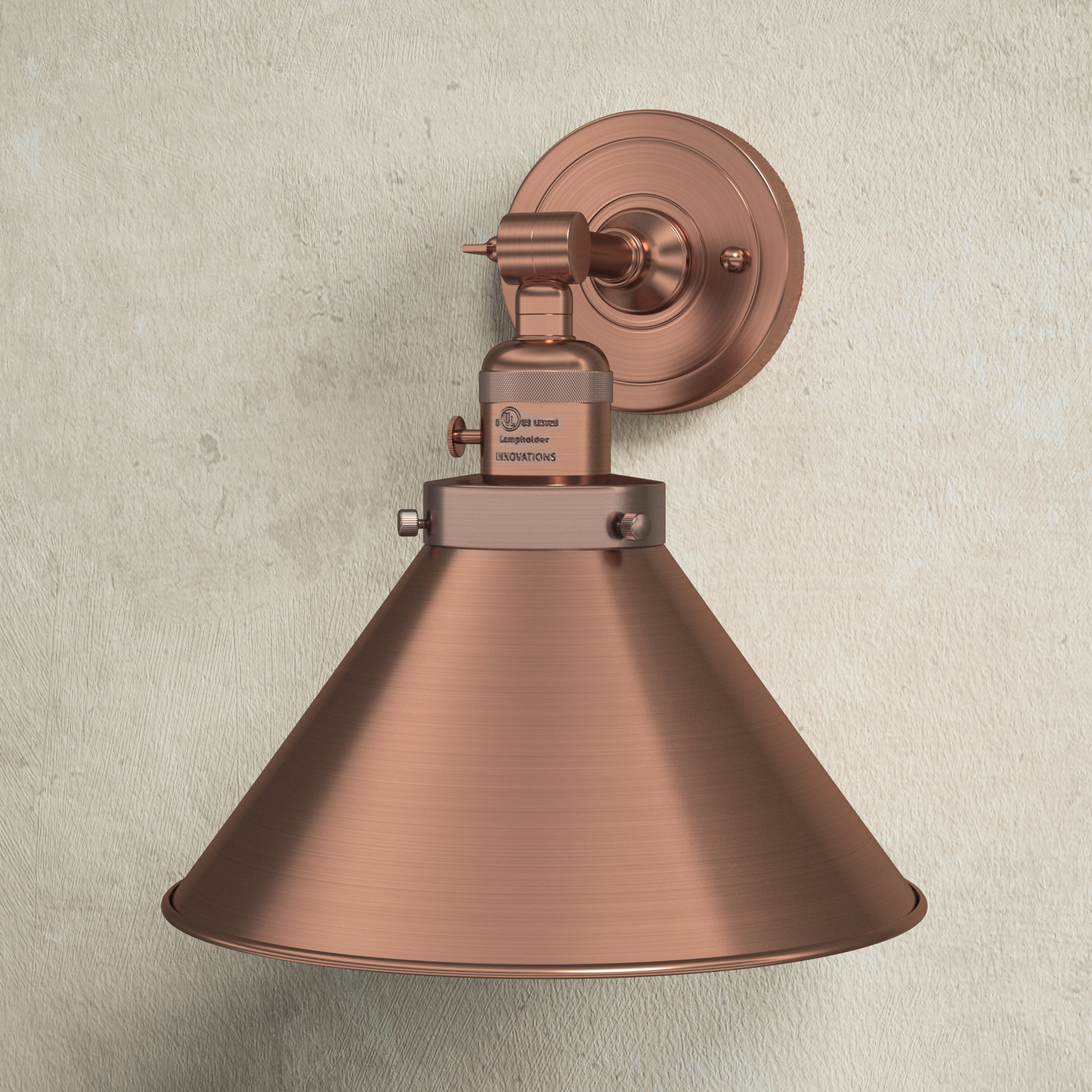 Dillon 1 - Light Dimmable Armed Sconce, 60 W Incandescent Vintage Dimmable Bulb, Antique Copper, Antique Copper