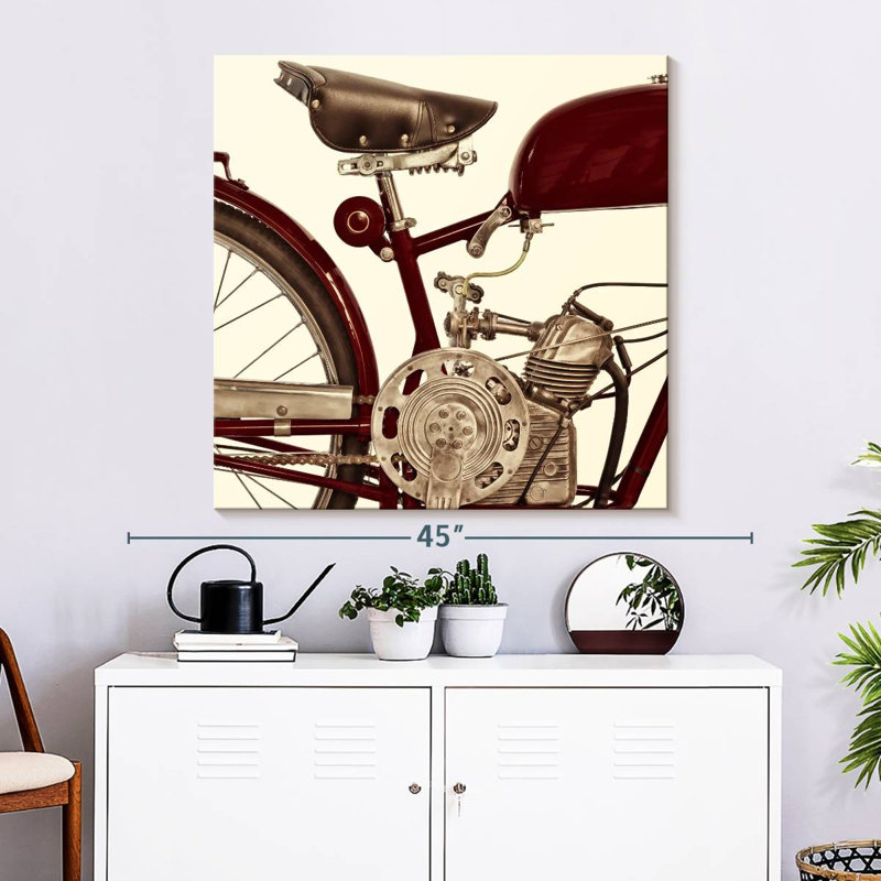 Mehar Italian Vintage Motorcycle Engine, 33" H x 33" W