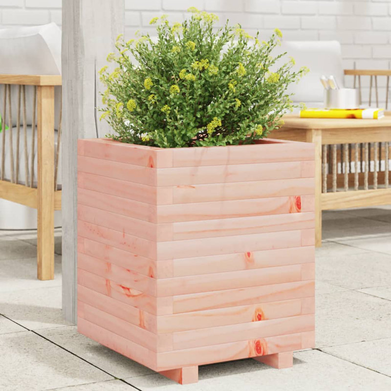 Wood Planter Box, Brown, 49.5cm H x 40cm W x 40cm D