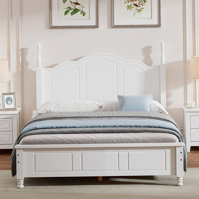 Wood Platform Bed Frame,Retro Style Platform Bed with Wooden Slat Support