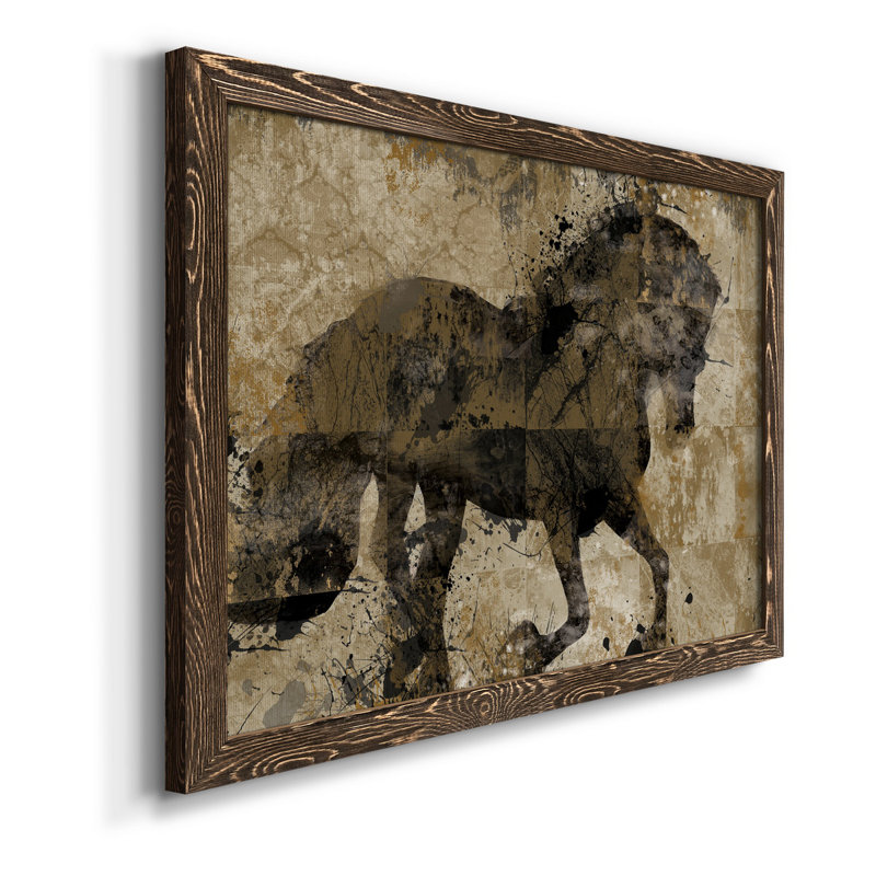 Midnight Stallion - cadre photo, impression sur toile, H 20 po x l 17 po x P 1,5 po, Noyer