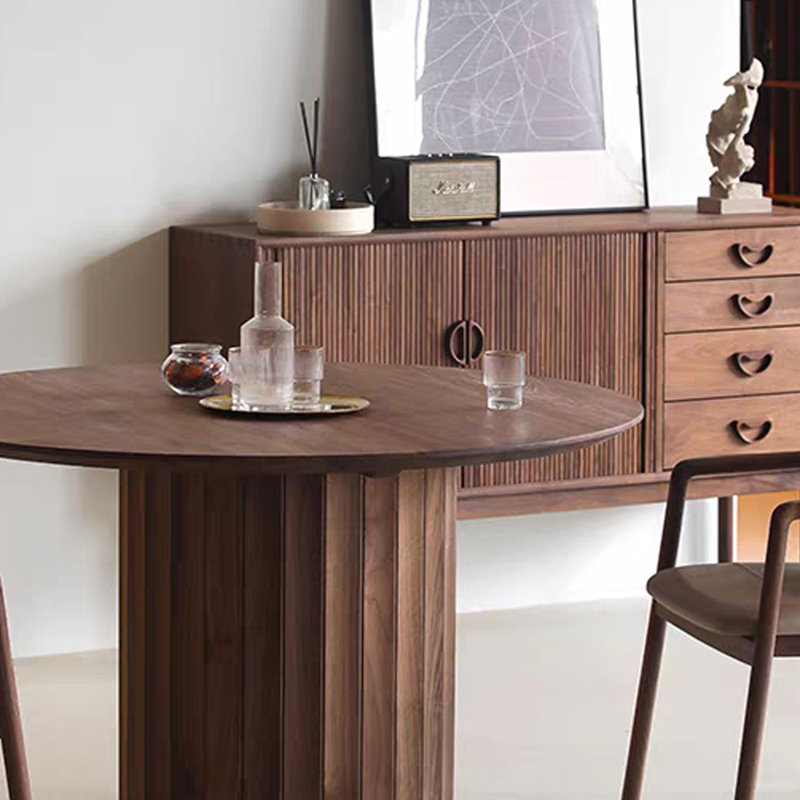 Table ronde en bois de noyer massif de haute qualité, H 29,52 po x L 51,18 po x l 51,18 po