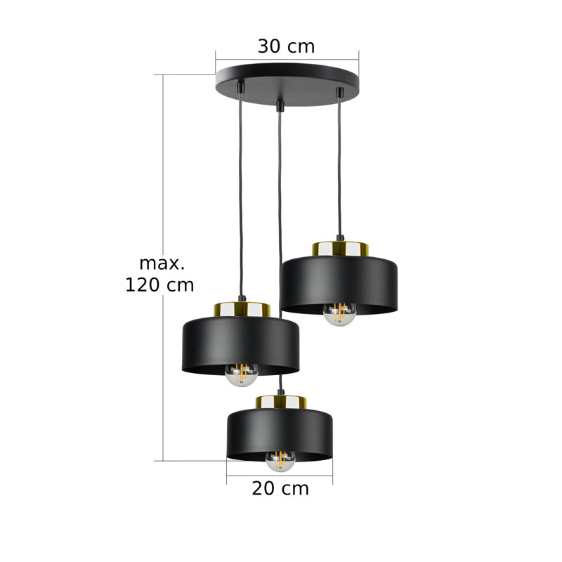 3 - Light Drum Pendant, Black