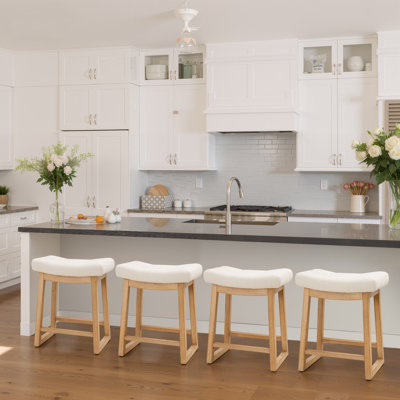 24.4'' Saddle Seat Counter Height Barstool With Solid Wood Frame