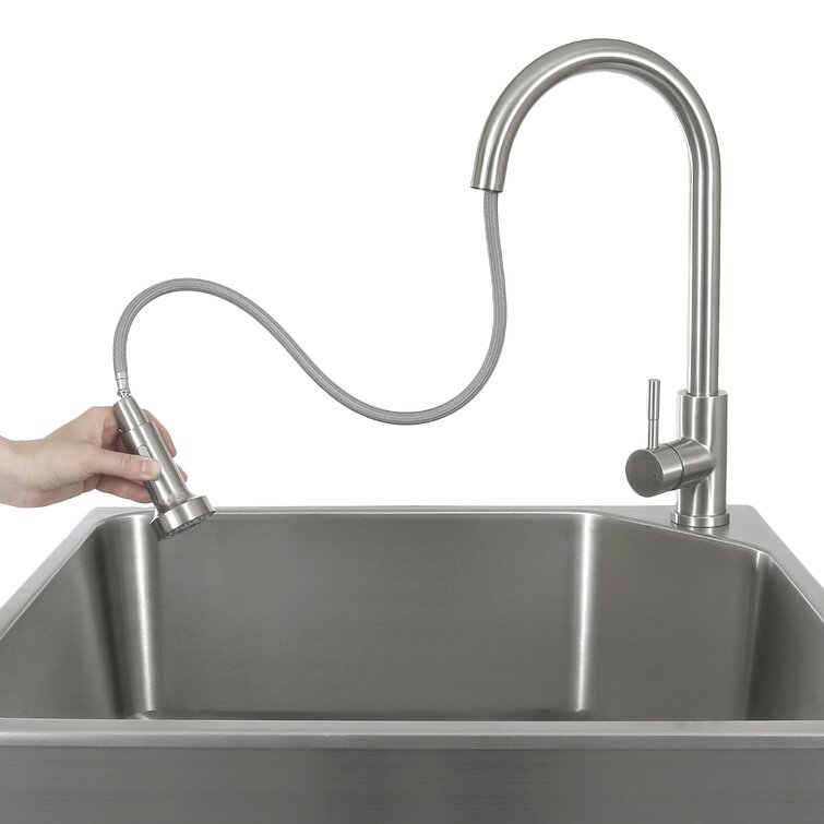 presenza All-in-One 24 in. x 21.2 in. x 34 in. Stainless Steel Drop-In Sink and Cabinet with Faucet in Gray 76776